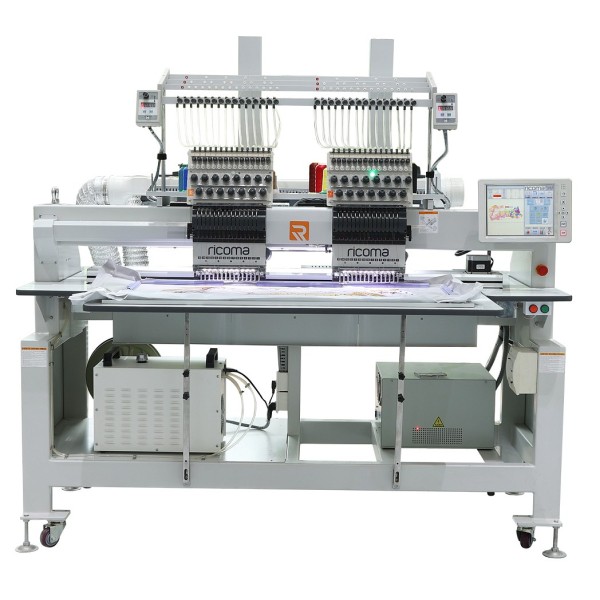Промышленная вышивальная двухголовочная машина  RICOMA CHT-1502-LC 400х450 с ЛАЗЕРОМ CO2 мощностью 50 Вт