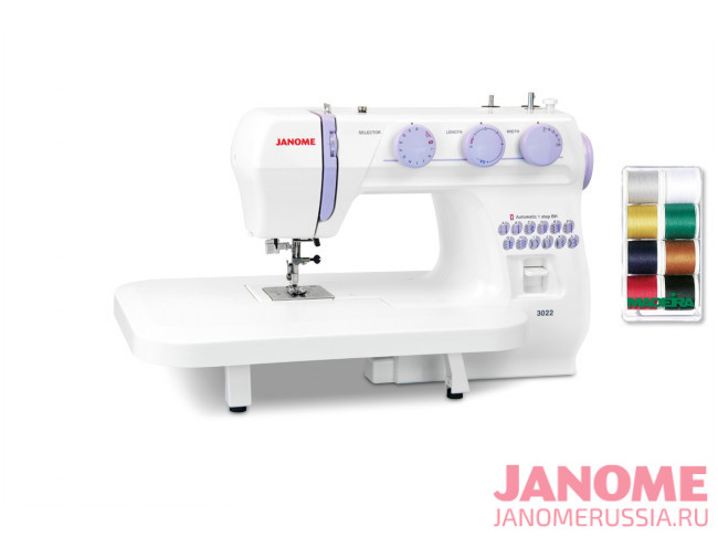 Электромеханическая швейная машина Janome 3022 + Набор ниток Madeira Aerofil №35 8х100 м для шитья в подарок!