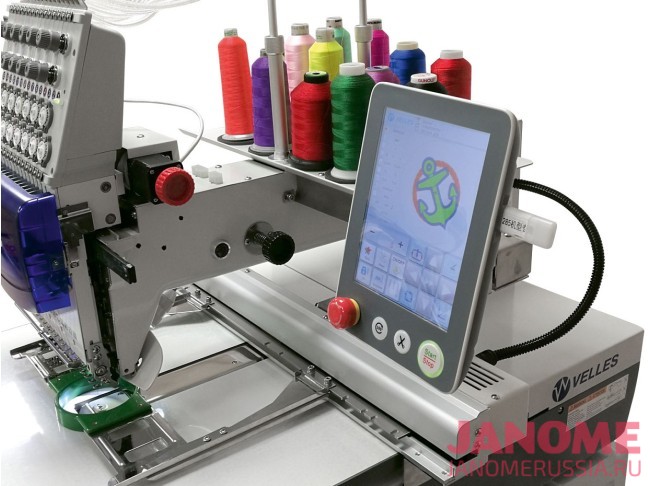 Промышленная одноголовочная автоматическая 15-ти игольная вышивальная машина VELLES VE 27C-TS поле 1200 x 360 мм