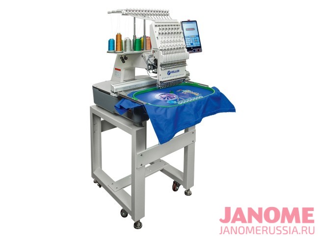 Промышленная одногловочная вышивальная машина VELLES VE 21C-TS3L NEXT с пяльцами и бордюрной рамой с полем вышивки 600 x 400 мм