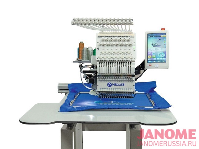 Промышленная одноголовочная вышивальная машина VELLES VE 21C-TS2L NEXT с пяльцами и бордюрной рамой с полем вышивки 600 x 400 мм