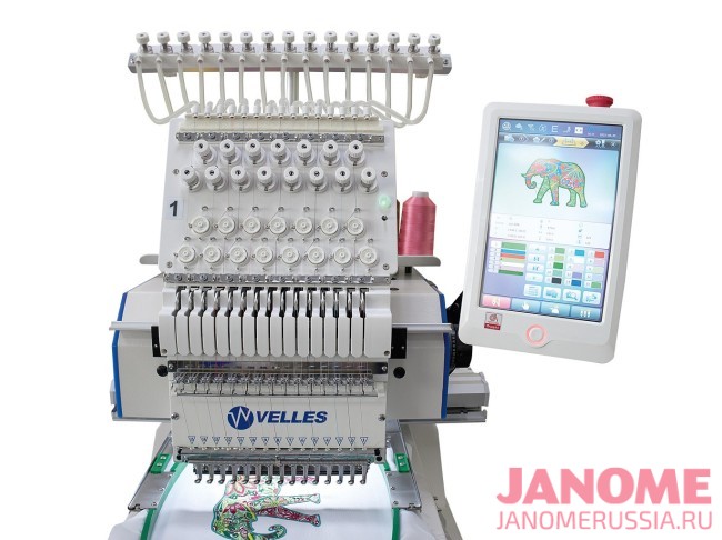 Промышленная одногловочная вышивальная машина VELLES VE 20C-TS2 FREESTYLE с пяльцами и бордюрной рамой с полем вышивки 400 x 300 мм.