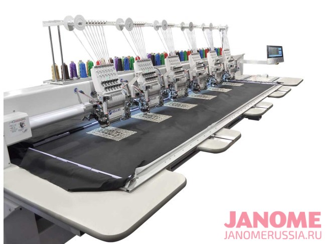 промышленная шестиголовочная вышивальная мамина VELLES VE 1206 FAS с двойным SEQUINE и CORDING поле вышивки 500 x 800 мм