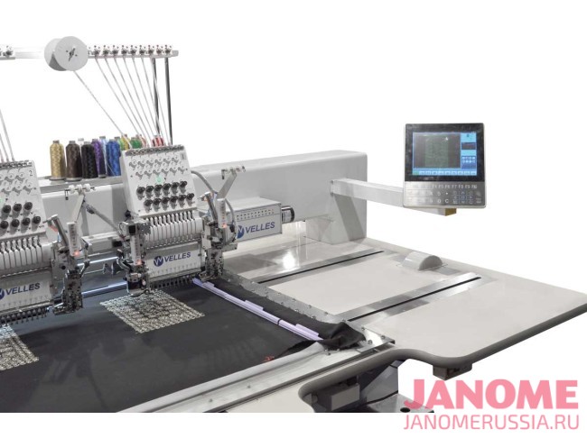 промышленная шестиголовочная вышивальная мамина VELLES VE 1206 FAS с двойным SEQUINE и CORDING поле вышивки 500 x 800 мм