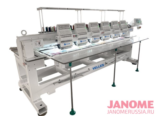 Промышленная шестиголовочная вышивальная машина VELLES VE1506 FAS-CAP-W c пяльцами и бордюрной рамой поле вышивки 500 х 450 мм