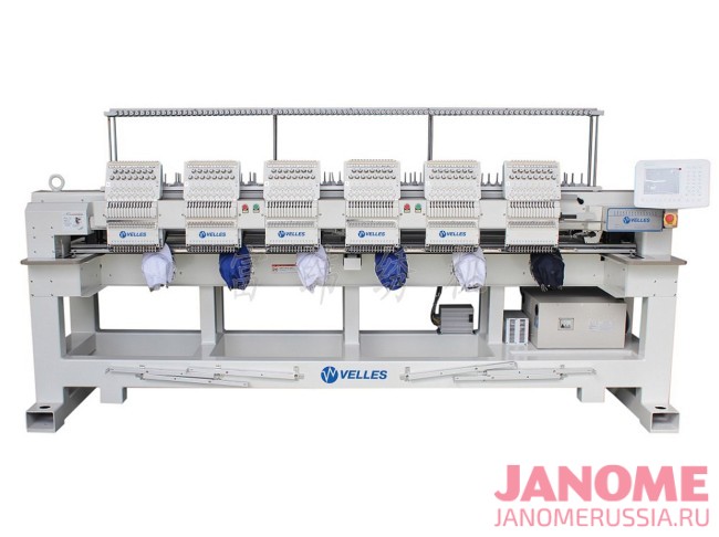 Промышленная шестиголовочная вышивальная машина VELLES VE1506 FAS-CAP поле вышивки 400 х 450 мм