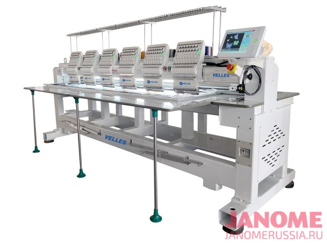 Промышленная шестиголовочная вышивальная машина VELLES VE1506 FAS-CAP c  пяльцами и бордюрной рамой поле вышивки 400 х 450 мм