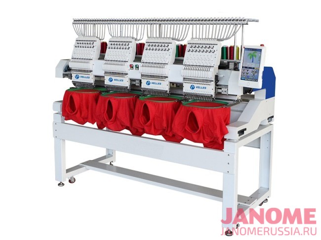 Промышленная четырёхголовочная вышивальная машина VELLES VE 1504C-TS2 FREESTYLE поле вышивки 400 x 400 мм