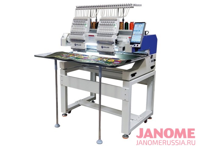 Промышленная двухголовочная вышивальная машина VELLES VE 1502C-TS3 FREESTYLE  поле вышивки 450 x 400 мм с пяльцами и бордюрной рамой