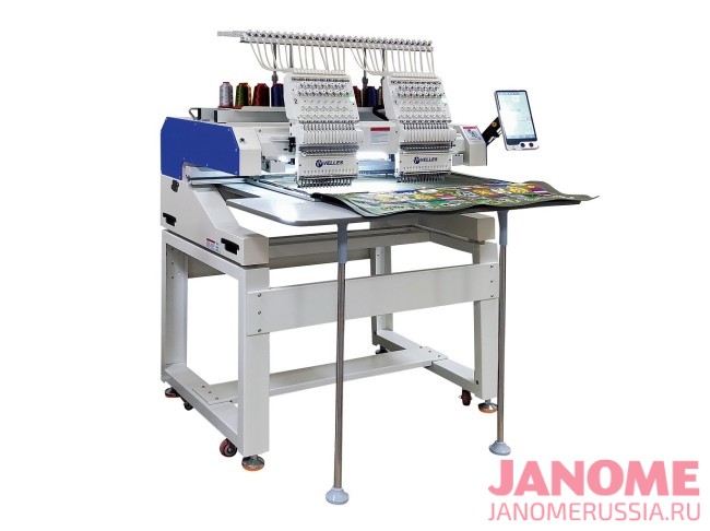 Промышленная двухголовочная вышивальная машина VELLES VE 1502C-TS3 FREESTYLE  поле вышивки 450 x 400 мм с пяльцами и бордюрной рамой