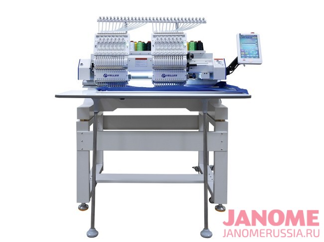 Промышленная двухголовочная вышивальная машина VELLES VE 1502C-TS2 FREESTYLE  поле вышивки 450 x 400 мм с пяльцами и бордюрной рамой